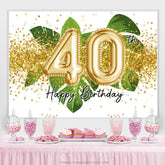 Grün Blätter Und Gold Funkeln 40 Geburtstag Hintergrund